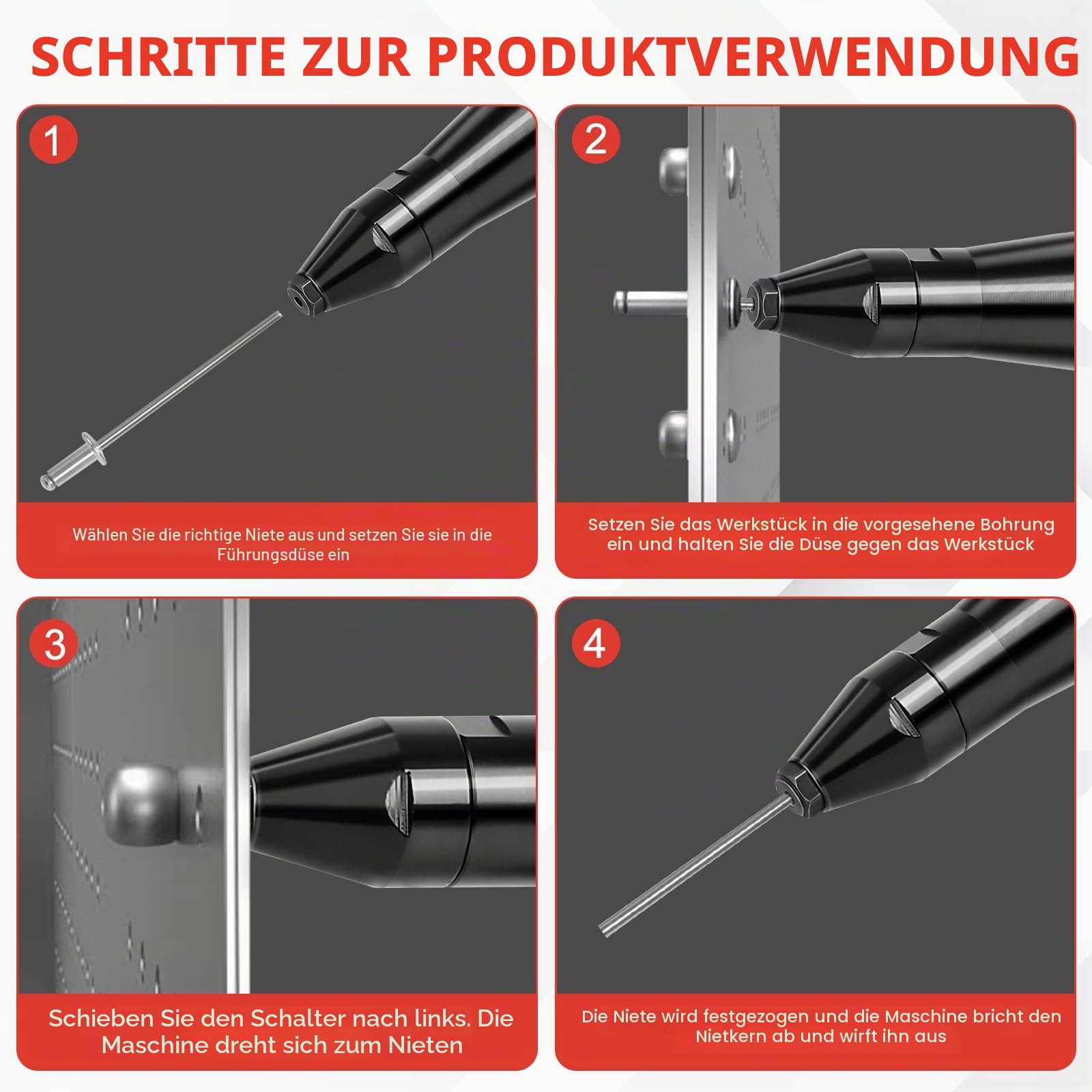 Akku Nietpistole kompatibel mit Milwaukee 18V Akku (ohne Batterie)