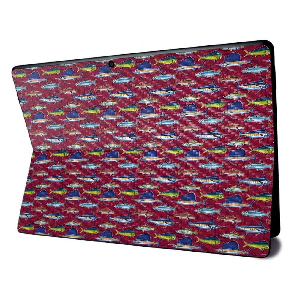MightySkins Carbon Fiber Skin for Microsoft Surface Pro X - Saltwater Collage | Textured Carbon Fiber Finish | Easy to Apply, Remove, and Change Styles | Made in The USA