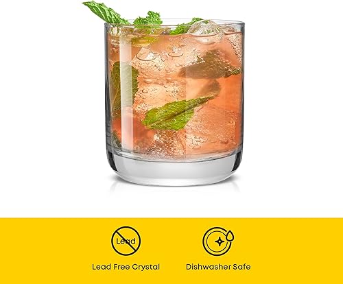 Miniatura 3 de JoyJolt Faye - Vasos de whisky de cristal, vasos lowball juego de 6, vaso corto de 10 onzas, vaso double old fashioned rocks para whisky escocés
