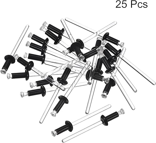 Miniatura 8 de uxcell Remaches ciegos de nailon, 18 x 14 pulgadas (0.126in x 0.252in), cierre de remache para tablero de PC, color negro, 25 unidades