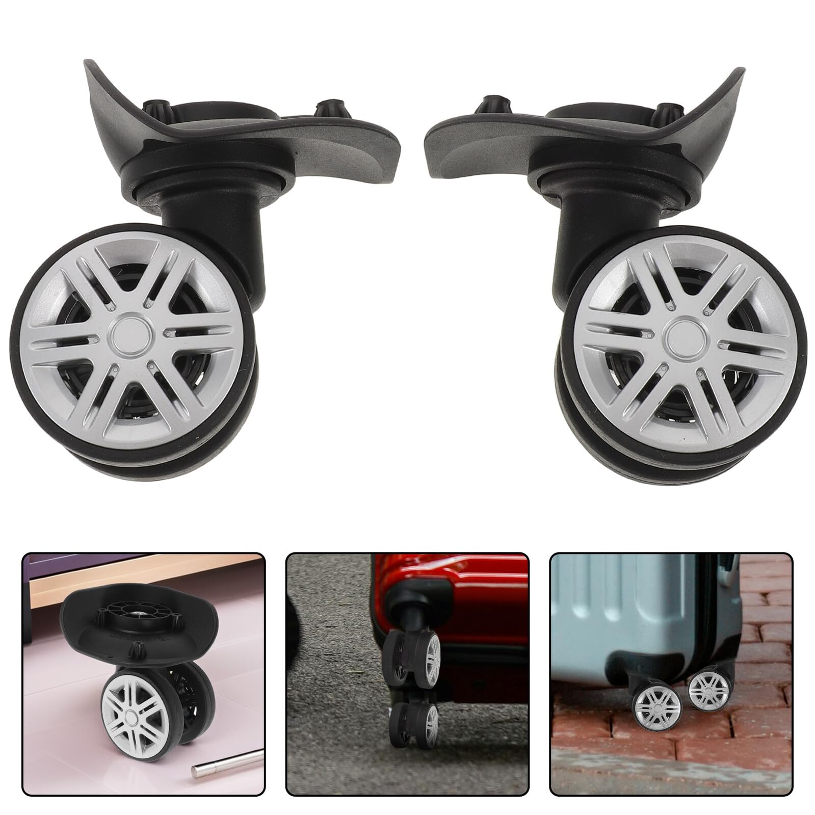 Juego de 4 Pares de Ruedas Giratorias Silenciosas de Repuesto para Maletas Ruedas Aplicables de Goma para Carritos de Equipaje Kit de Reemplazo Resistente y Silencioso Uso para