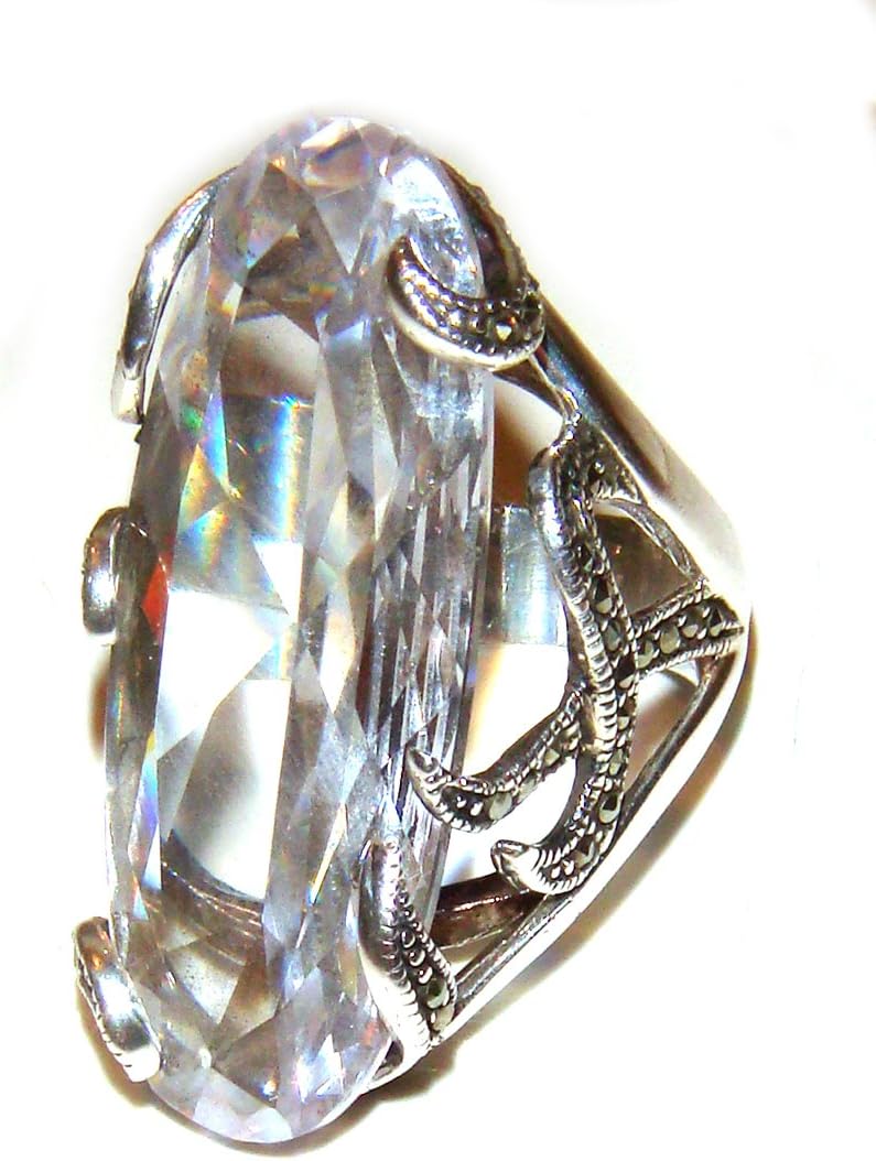 TAXCO .925 Sterling Silver Unique Large Masquerite Ring w/Zirconia Size 6