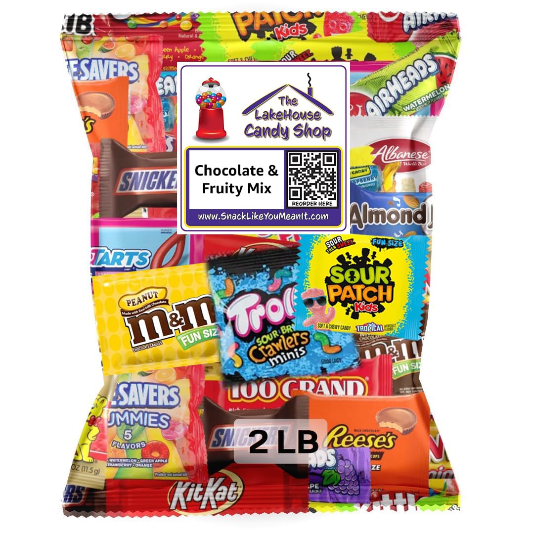 Bulk Assorted Fruit Candy - Starburst, Skittles, Gummy Life Savers, Air Heads, Sour Punch, Nerds, Albanese Gummy Bears, Trolli Sour Brite Crawlers & Twizzlers (32 Oz Variety Pack) by The Lakehouse
