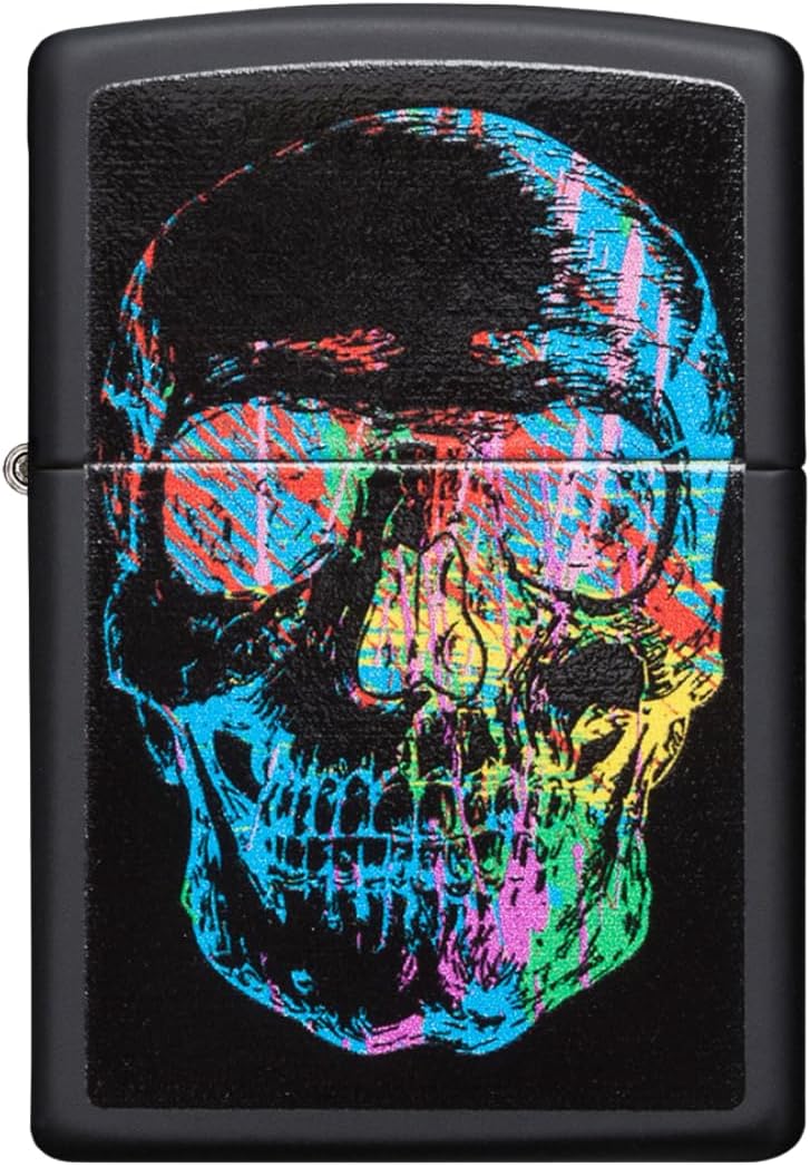 Zippo Colorful Skull Pocket Lighter, Black Matte
