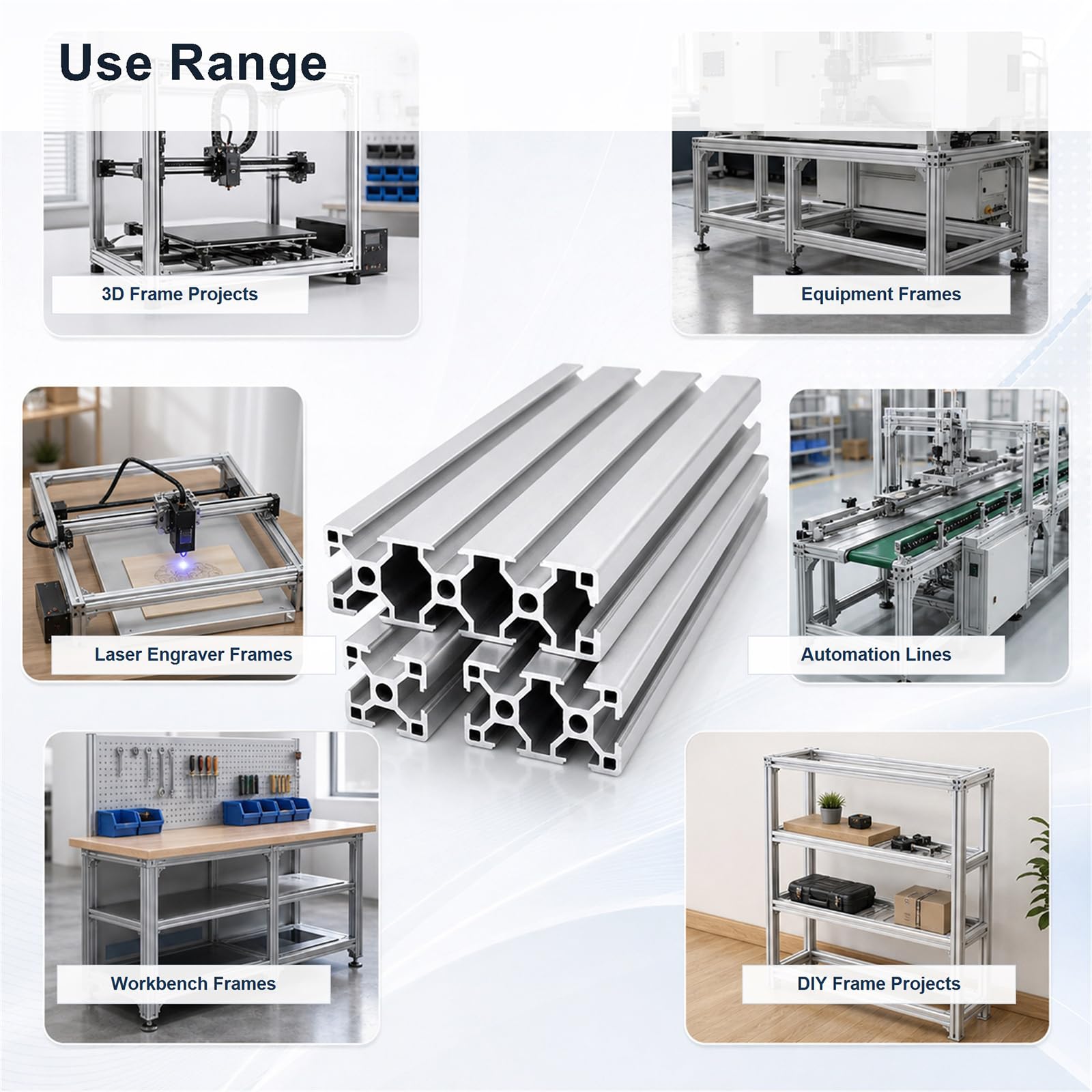 3D Drucker Alu Profil,Aluminiumprofil Extrusions Eloxierte Linearschiene,Aluminium Alu Profil Eloxiert,Robuste Konstruktion,FüR Maschinenbau,Werkbank & DIY