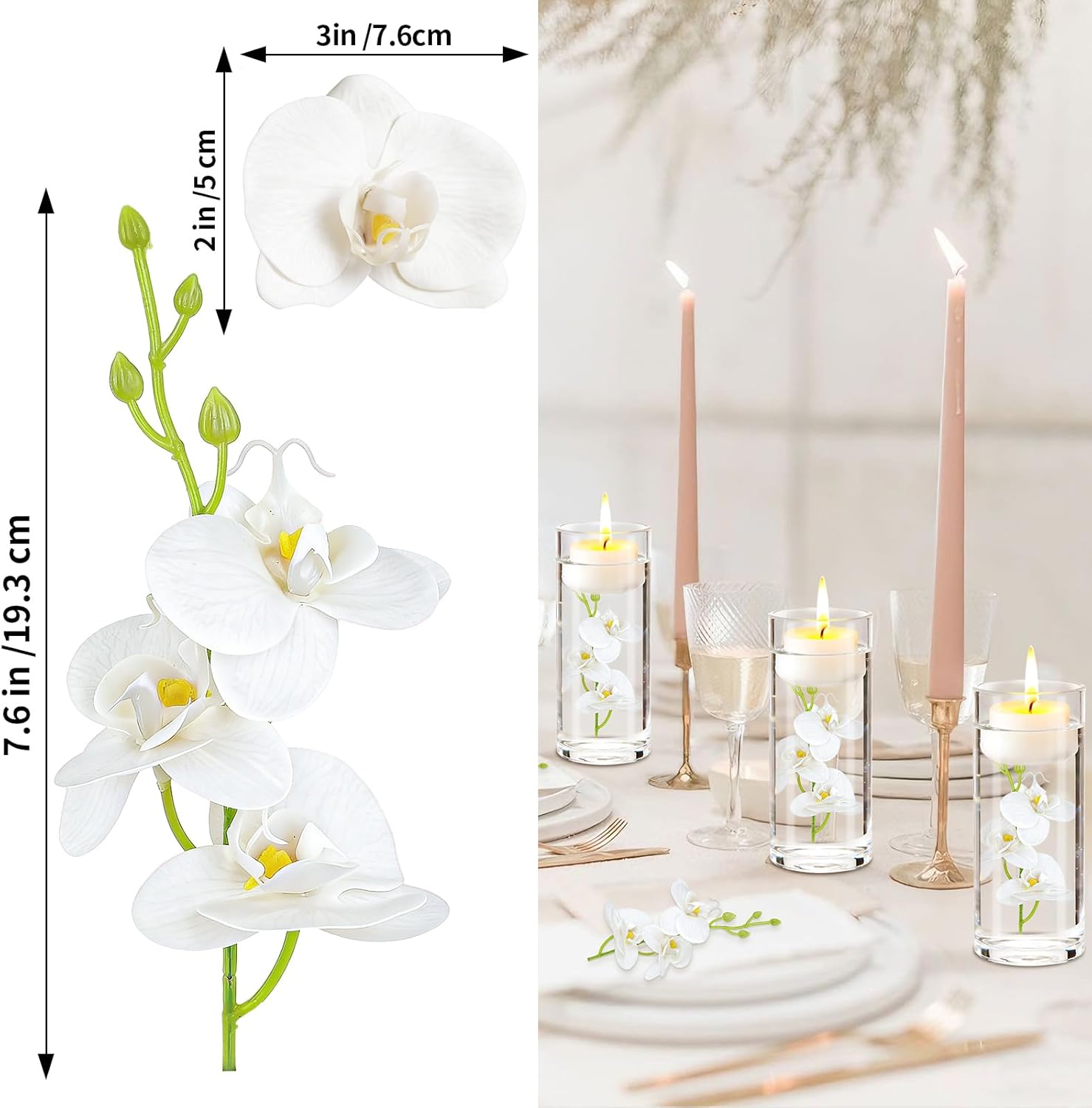 LARDUX 24 PCS Artificial Flowers for Floating Candles Wedding Centerpiece Mini Orchid Flower Filler Vase Fillers for Wedding Dinning Table Party Home Restaurant Decoration
