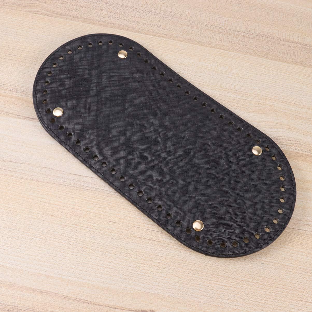 SUPVOX Knitting Crochet PU Leather Bag Bottom Shaper Cushion Hand-Woven Bag Pad (Black)