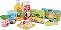 Melissa & Doug Wooden Fridge Food Set - 9-Piece Play Food for Kids Kitchen Playset, Toddler Pretend Toys Ages 3+