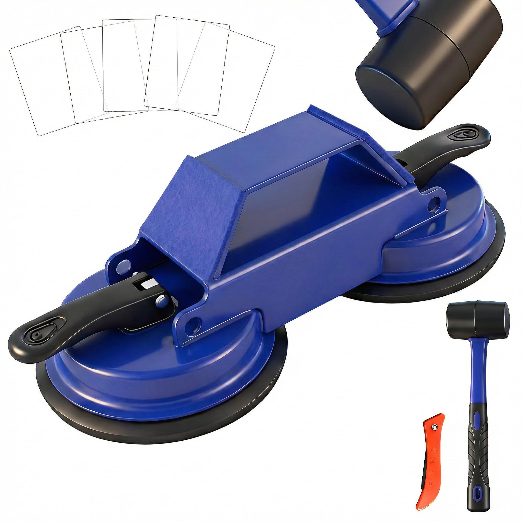 Floor Gap Fixer Tool Heavy Duty 45°Striking Surface Floor Gap Repair Tool Made of Iron & Enhanced Suction Cup with Slot Cutter, Hammer and 5pcs Sticky Pads for Fixer Laminate/Vinyl Flooring Tools — view 10