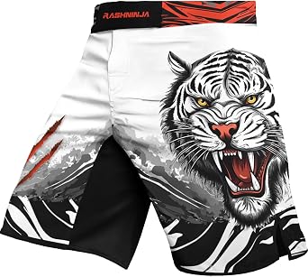 Tiger Jiu Jitsu Shorts Mens Fight Shorts MMA BJJ Boxing Combat Grappling Kickboxing No Gi