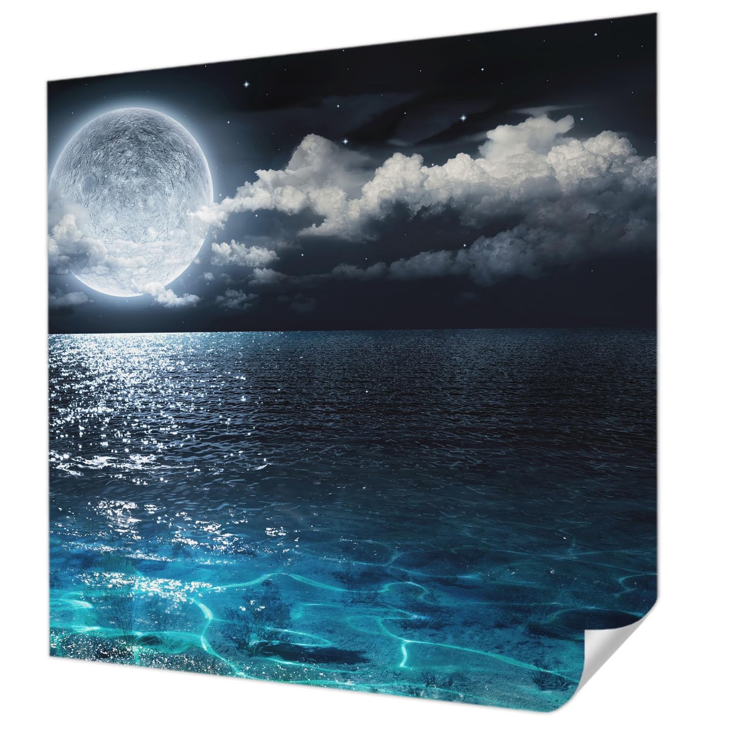 Papier peint autocollant haute qualité panoramique mer nocturne