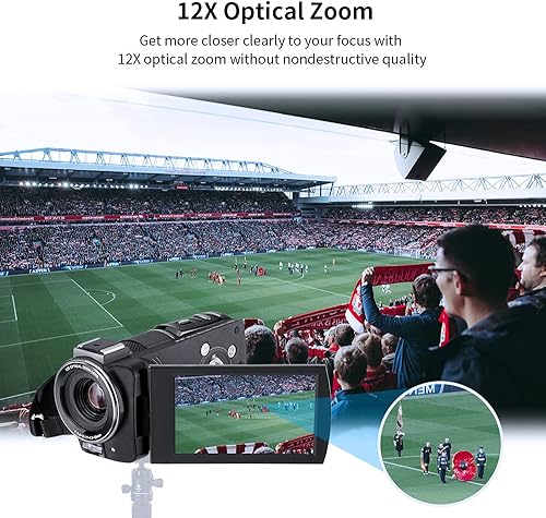Miniatura 3 de ORDRO Videocámara 4K Cámara de vídeo UHD Videocámara digital Cámara de transmisión en vivo Grabadora 1080P Videocámara con zoom óptico 12x Cámara de