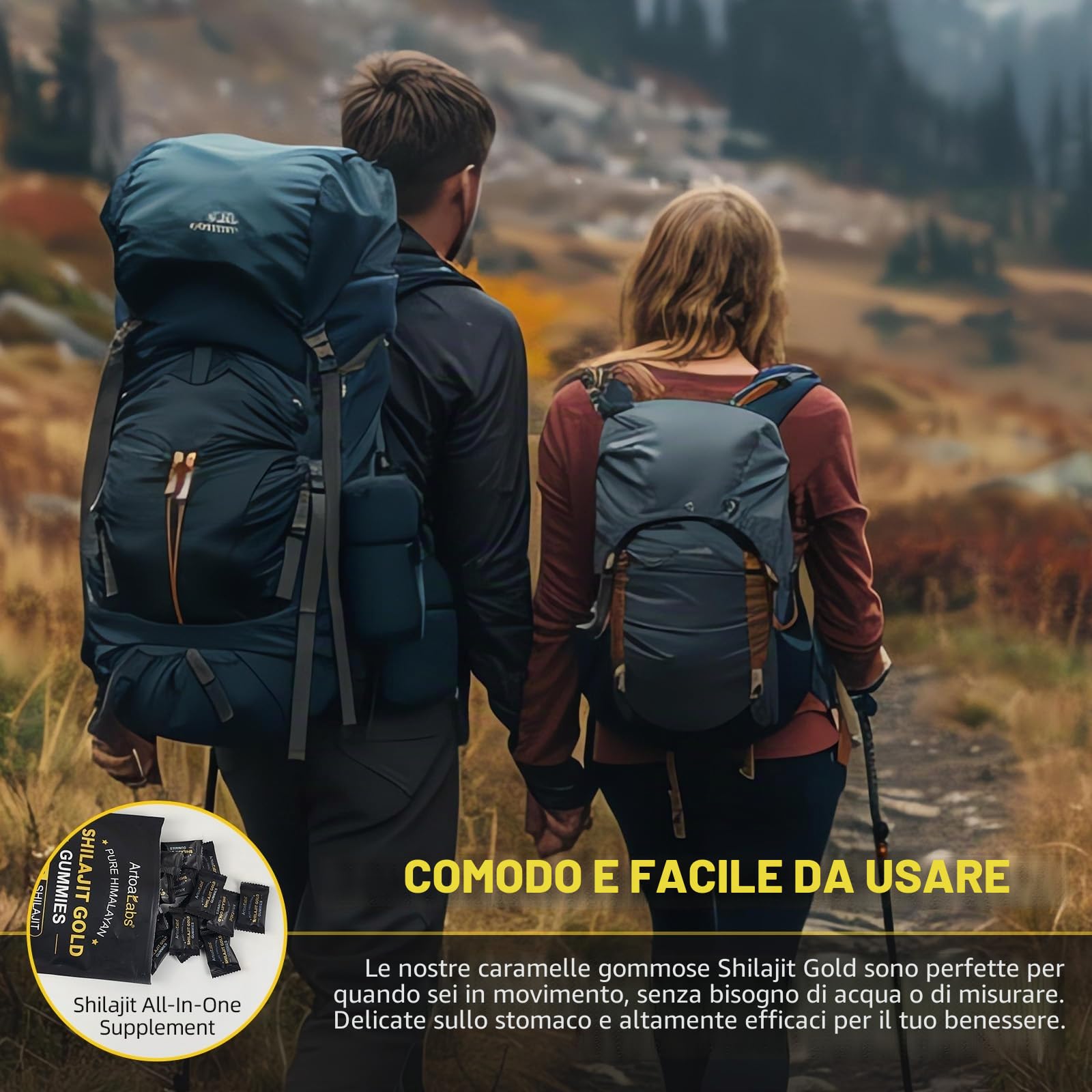 Shilajit - Orsetti gommosi 3000 mg, puro Himalaya Shilajit oro, oltre 85 oligoelementi, supporta il livello di energia, il sistema immunitario (1)