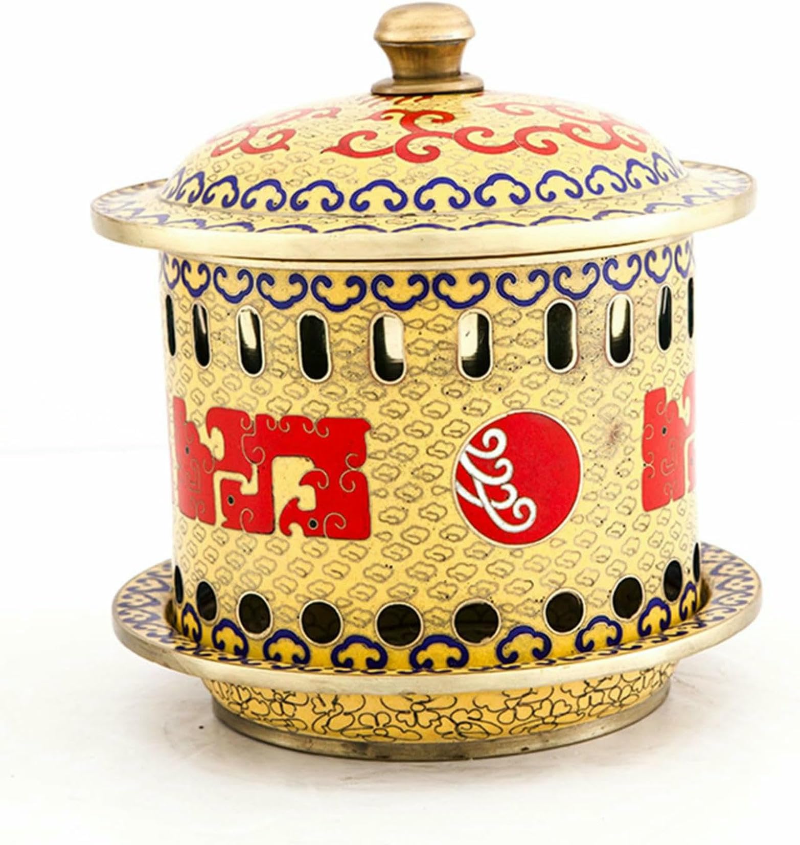 Hot Pot Chinois au Cuivre Cloisonné 16 cm pour Soirée Exotique