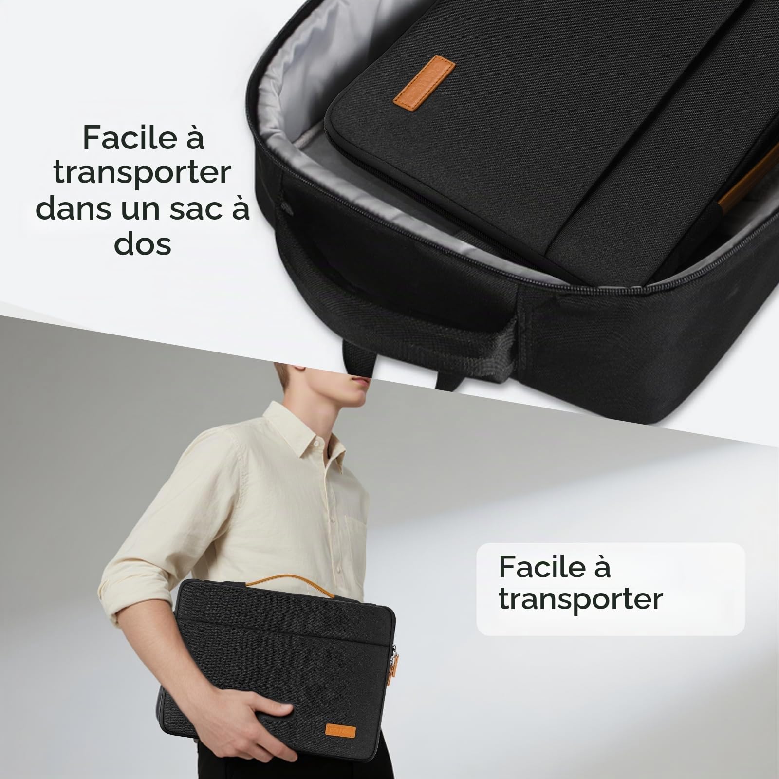 DOMISO Housse Ordinateur 17 Pouces Sacoche PC Portable Imperméable pour HP Lenovo Dell Acer ASUS Noir
