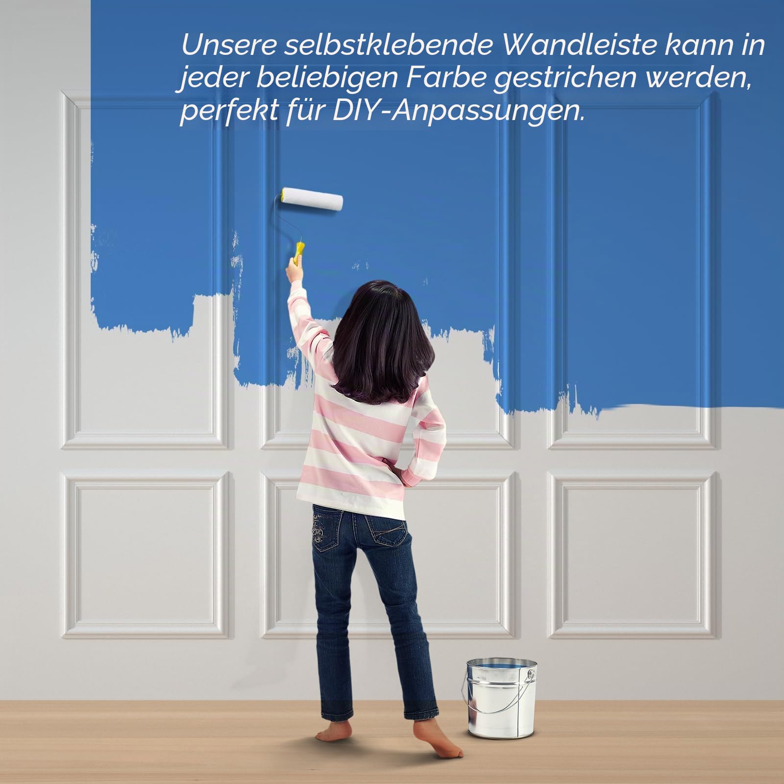 NeatiEase Selbstklebendes Stuckleisten Wandform-Set, 6 Rahmen, 4.3cm Breite Luxe Architectura Wandleistenrahmen, Akzent-Zierleiste für Innenwände Heimdekoration, Stil 2