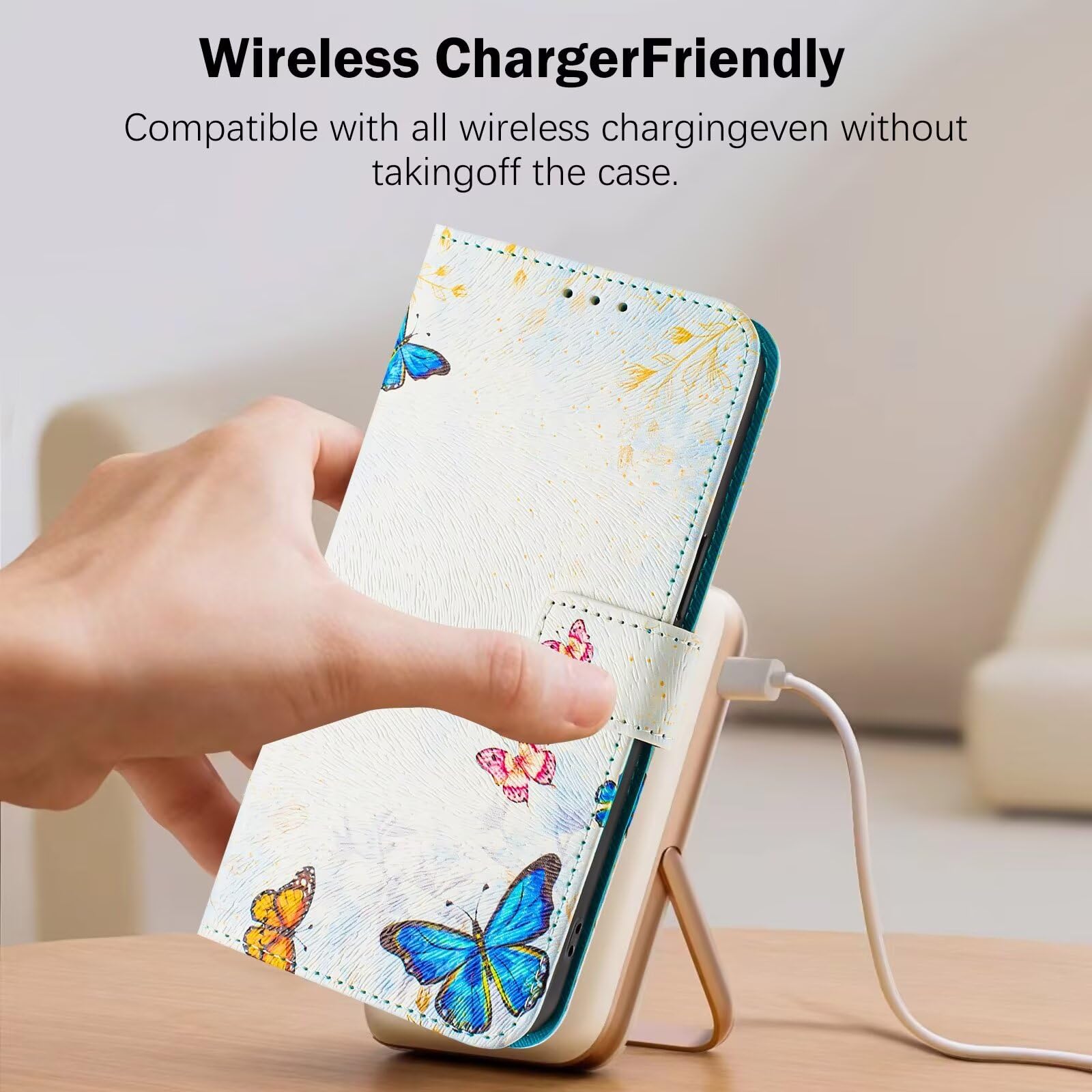 Miagon Cover Portafoglio Per Realme C25Y/C21Y - Custodia PU Con Fantasia Farfalle E Fiori, Slot Carte E Supporto