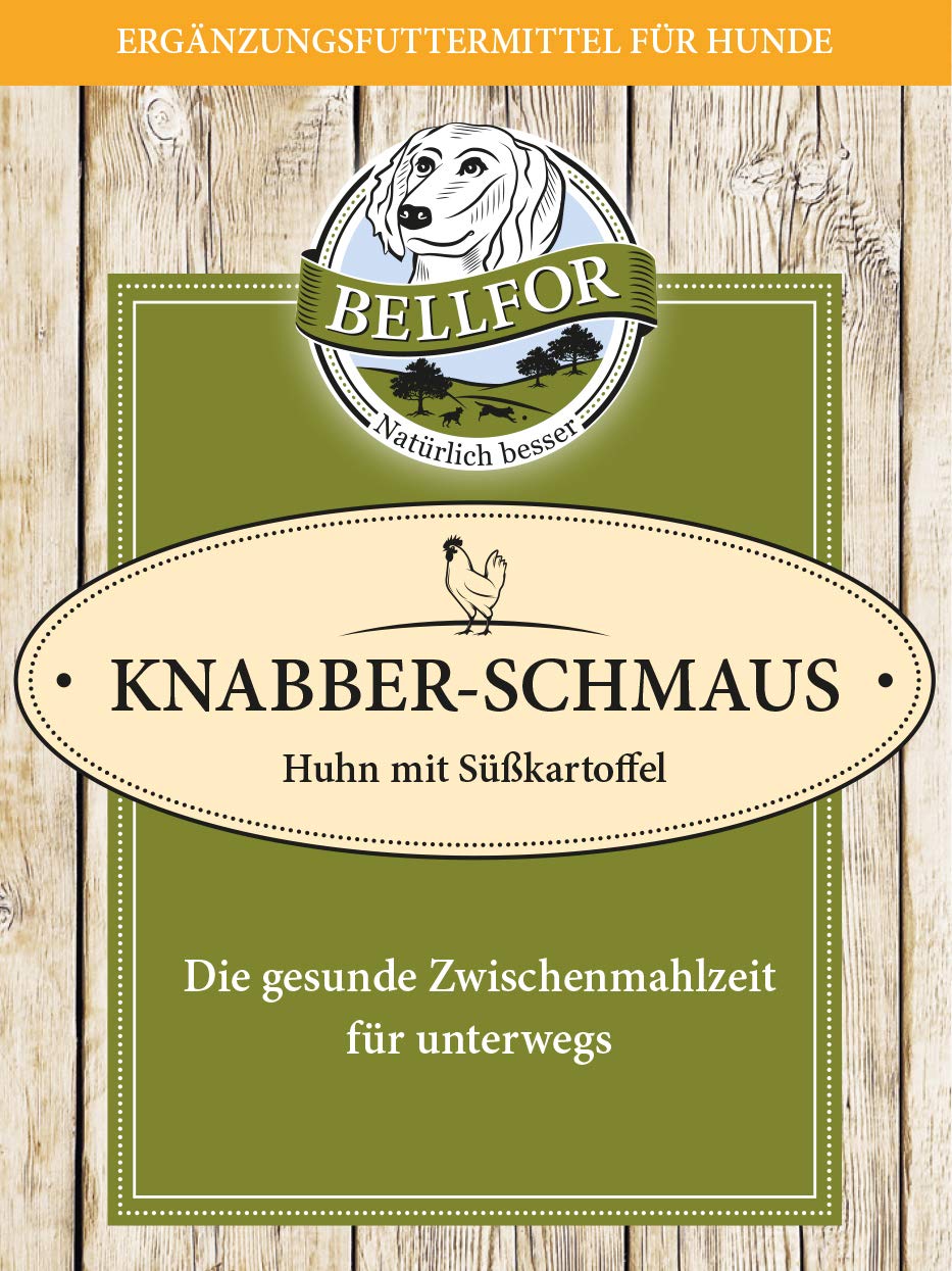 Bellfor Ausgesuchtes Fleisch und natürliche Zutaten Gutshof-Schmaus Trockenfutter 7,5 kg Enten Fleischstreifen Hundesnack 100 g und Knabber Schmaus Kekse mit Huhn 100 g