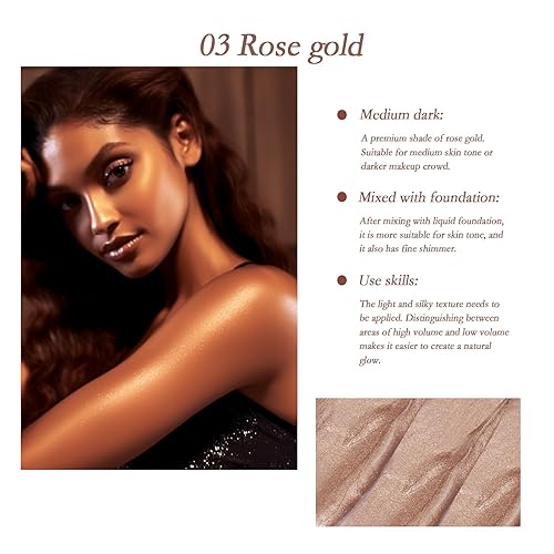 Miniatura 9 de ONXK - Iluminador líquido de aceite con purpurina corporal, iluminador de aceite, impermeable, de larga duración, hidratante para cuerpo y cara,