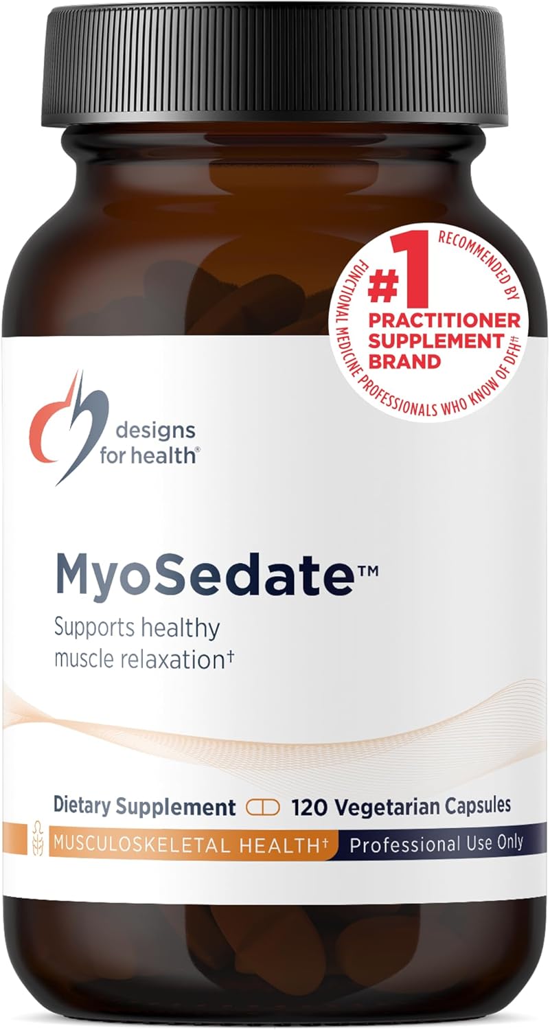 Designs for Health MyoSedate - Magnesium, Valerian Root, Passion Flower + Lemon Balm - Promotes Healthy Muscle Relaxation + Calm Support - Non-GMO Herb + Mineral Supplement (120 Capsules)