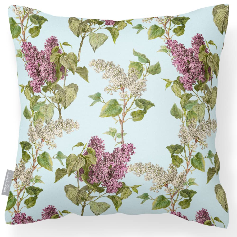 Izabela Peters Waterproof & Breathable Garden Outdoor Cushions, 43 cm, Eco - Fiber Filled, Evening Garden - Duck Egg, Ideal For Rattan Furniture, Chairs, Benches & Patios