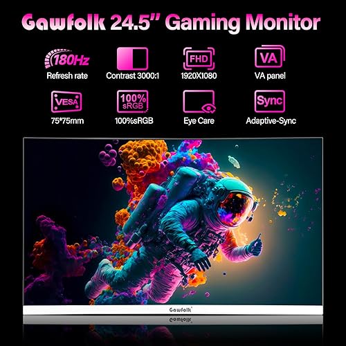 Miniatura 2 de Gawfolk Monitor curvo de 24 pulgadas 75Hz Full HD 1080P, pantalla para juegos con monitor de PC HDMI VGA ultra delgado Zero Frame- Negro máquina