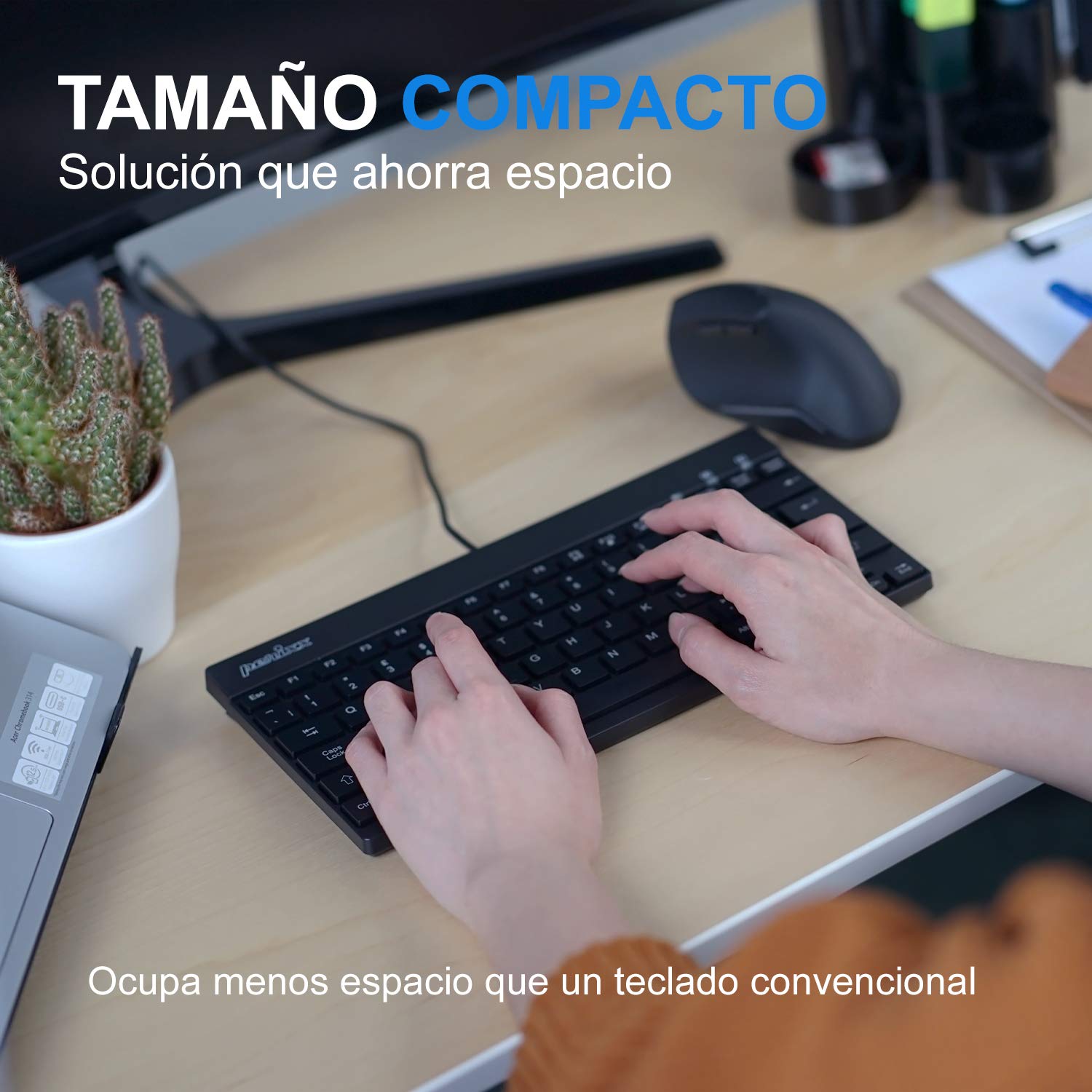 PERIBOARD-426ES Mini Teclado con Cable USB - Negro - QWERTY Español, Negro 2