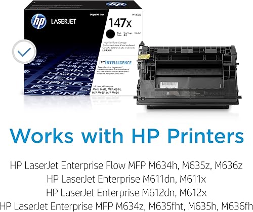 Miniatura 2 de HP Cartucho de tóner negro de alto rendimiento 147X  Funciona con HP LaserJet Enterprise M611, M612 Series, HP LaserJet Enterprise MFP M634, M635,
