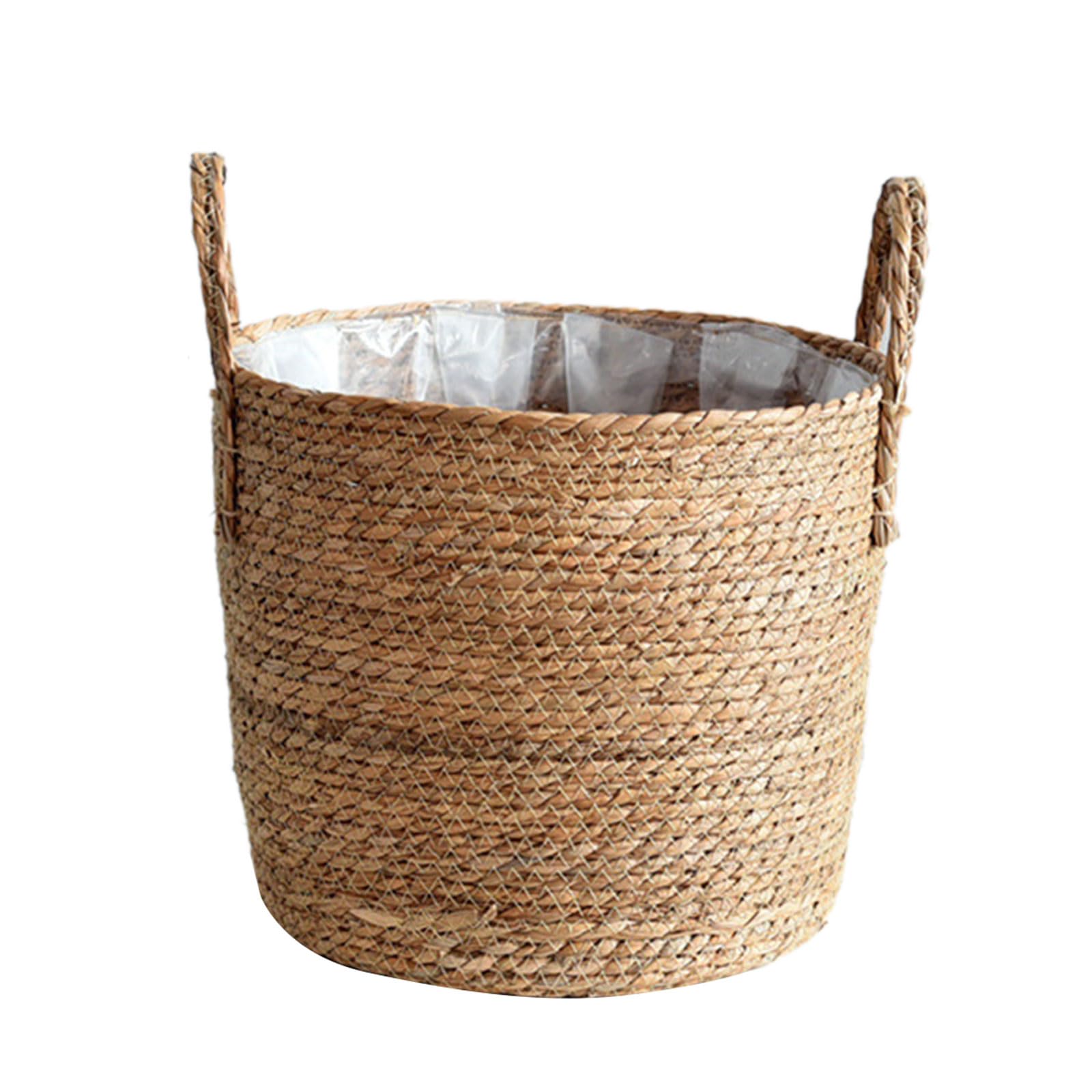 TONXX Plant Basket with Handles Basket Flower Pots Planter Woven Plant Pots Straw Planter Grocery Toy Storage Baskets