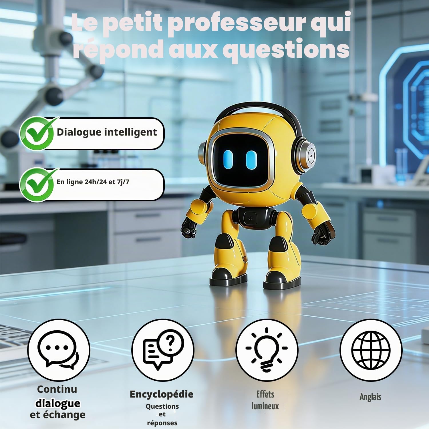 Robot Intelligence Artificielle, Robot Intelligent Alimenté par L IA, Robots Parlants Et Intelligents, Apprentissage Intelligent Interactif Et Éducatif, pour Fêtes d'anniversaire Famille