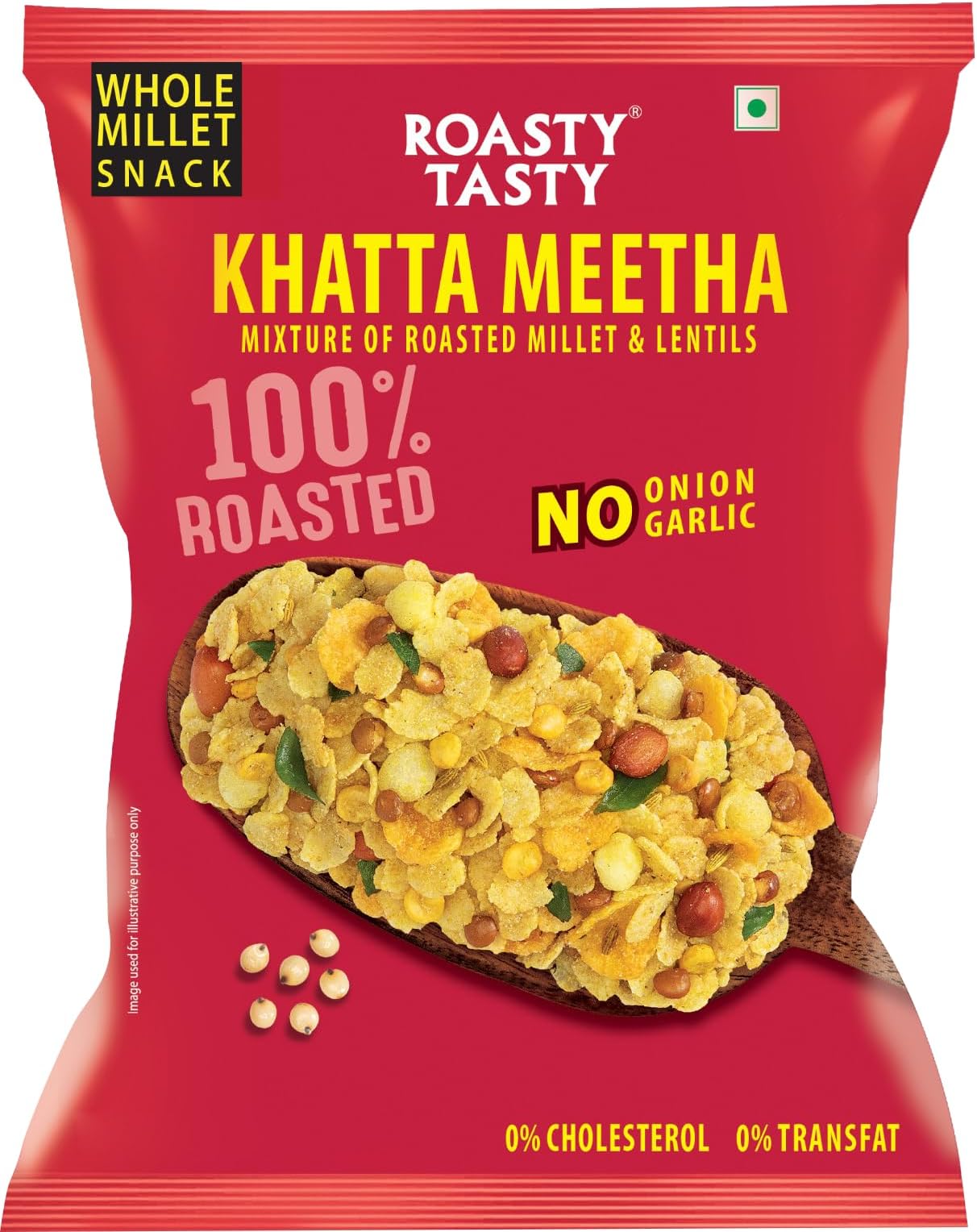 Roasty Tasty Khatta Meetha Roasted Millet Namkeen Snack 200gm | Oil-Free, Millet Snack For Kids | No Onion, No Garlic | Healthy Snacks