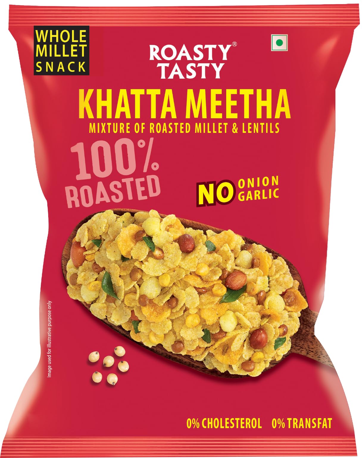 Roasty Tasty Khatta Meetha Roasted Millet Namkeen Snack 200gm | Oil-Free, Millet Snack For Kids | No Onion, No Garlic | Healthy Snacks