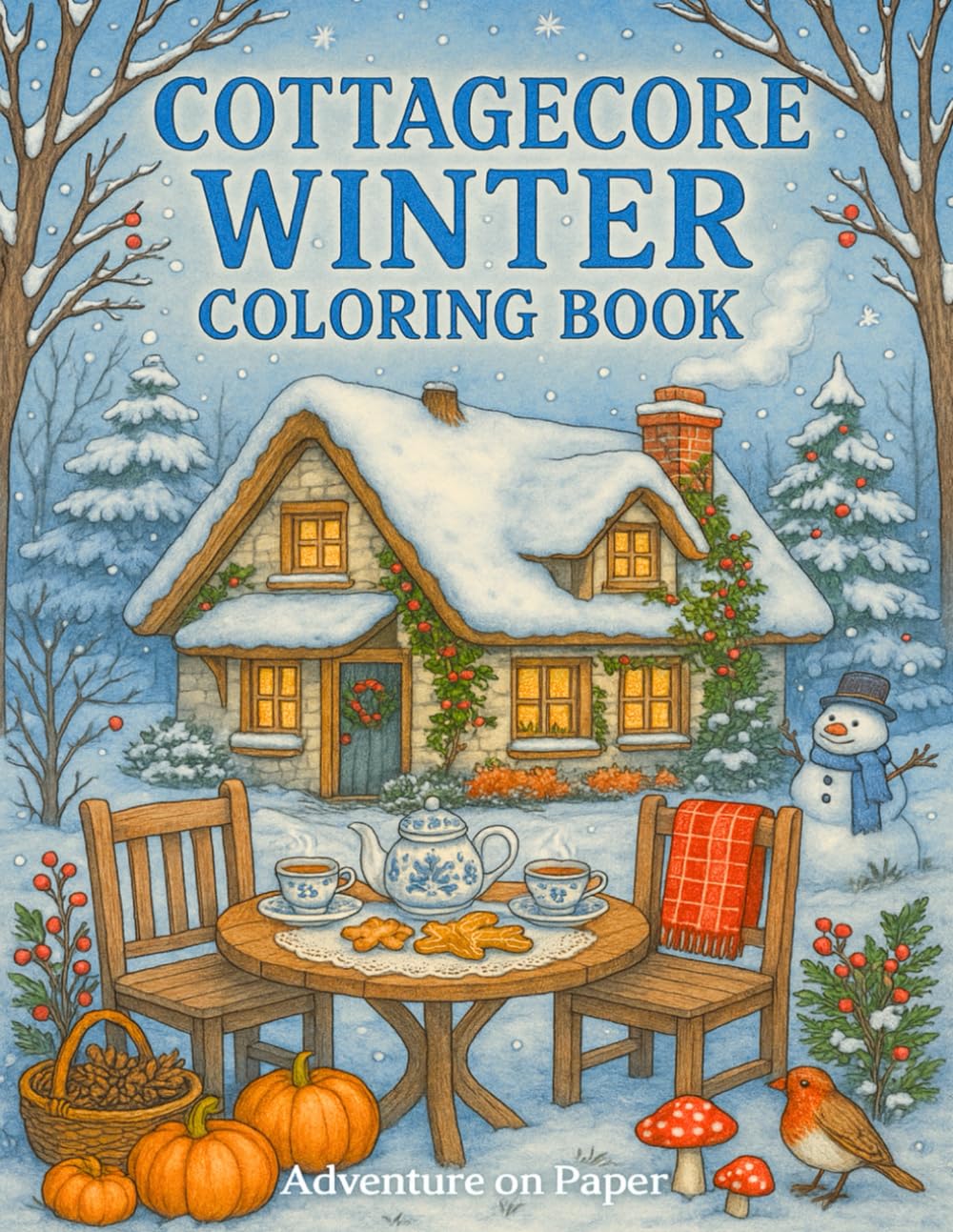 Cottagecore Winter Coloring Book: Cottagecore Coloring Book for Adults with Cozy Winter and Christmas Cottage Designs