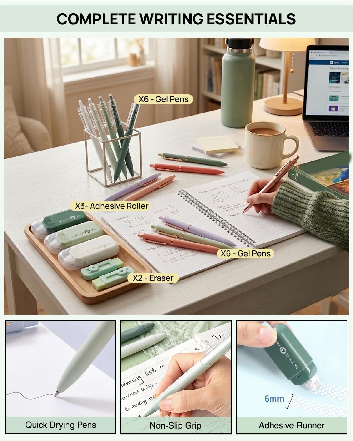 41Pcs Display Window Pencil Pouch with Large 4-Compartment, Aesthetic Big Green Pen Bag for Daily Office Working, Special Pen Organizer with Zipper for Girls and Women (Green)