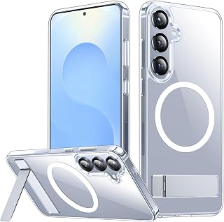 SPIDERCASE for Samsung Galaxy S25 Case,with Stand,Clear | Magnetic [3 Stand Ways] Invisible Kickstand [Military Grade Drop Protection] Shockproof Slim Case for Samsung Galaxy S25 6.2"
