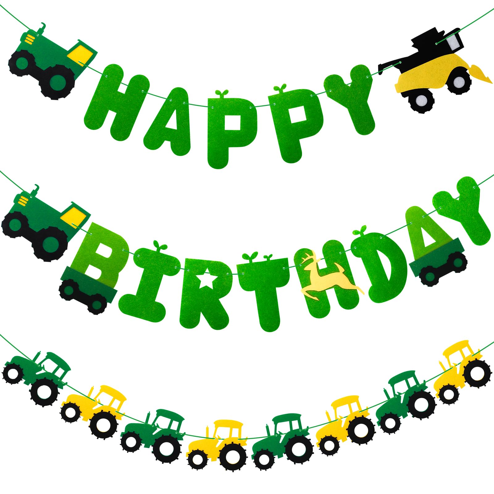 Green Tractor Birthday Banner Set with Tractor Garland Banner for Tractor Farm Themed Birthday Party Supplies Favors Decorations