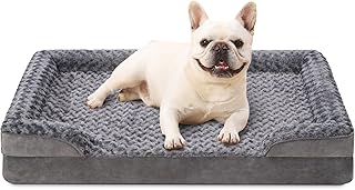 KSIIA Orthopaedic Dog Bed for Small Dogs, Cover of Base and Armrests Removable Washable, Waterproof Lining, Dog Sofa Dog Basket, Raised Edges, Non-Slip Underside, Dog Couch Grey product image