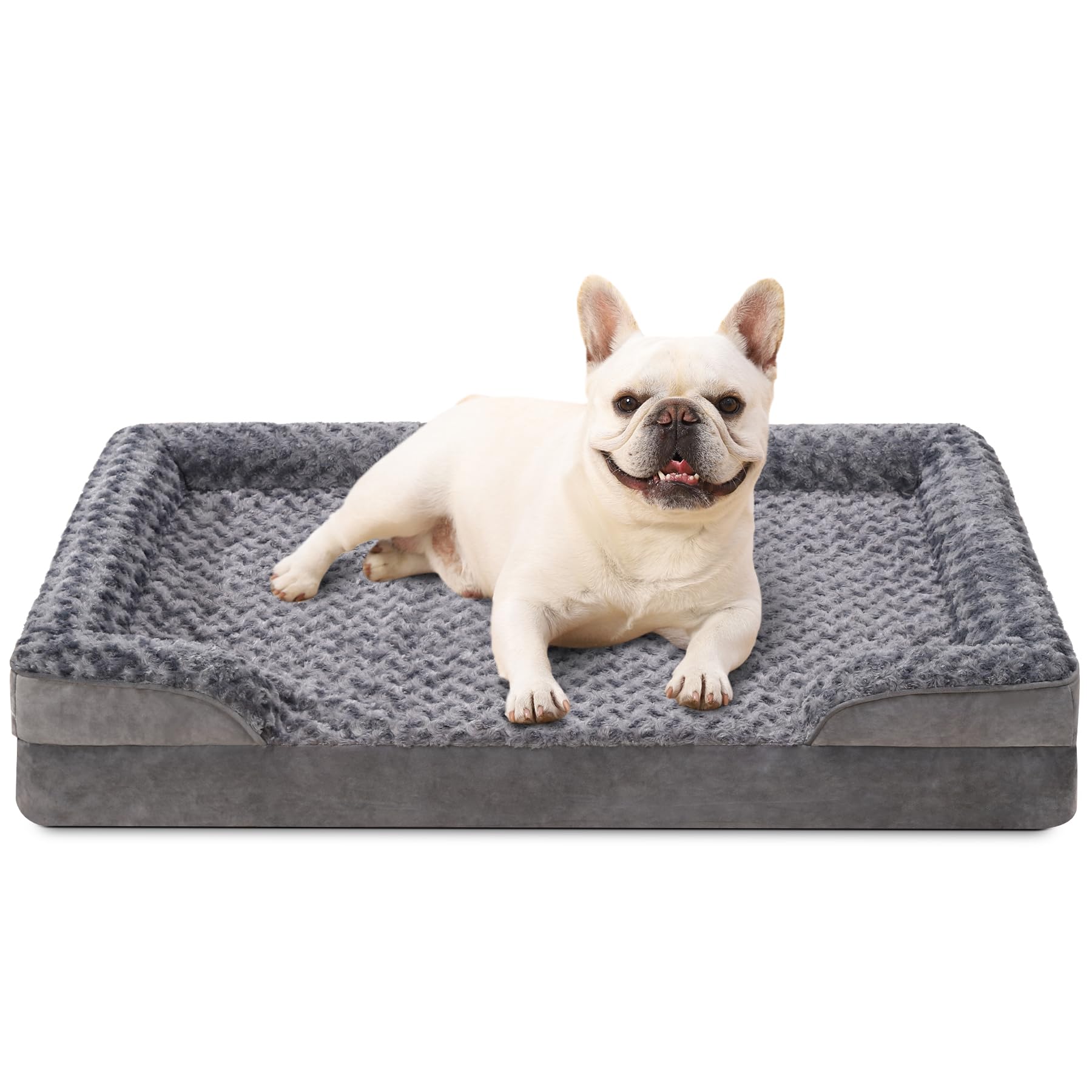 KSIIA Cama para perros pequeños ortopédica, funda de base y reposabrazos desmontables lavables, forro interior impermeable, sofá para perros, cesta para perros, bordes elevados, parte inferior