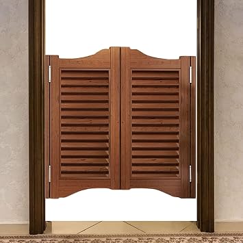 MTSON Swinging Door Brown Retro Cafe Doors Handmade Double Swinging Door, Custom Saloon Bar Swing Half Door Two-Way Open for Hallway Counter, 70-140 Cm WideW105xH90cm41 5/16" x35 7/16"
