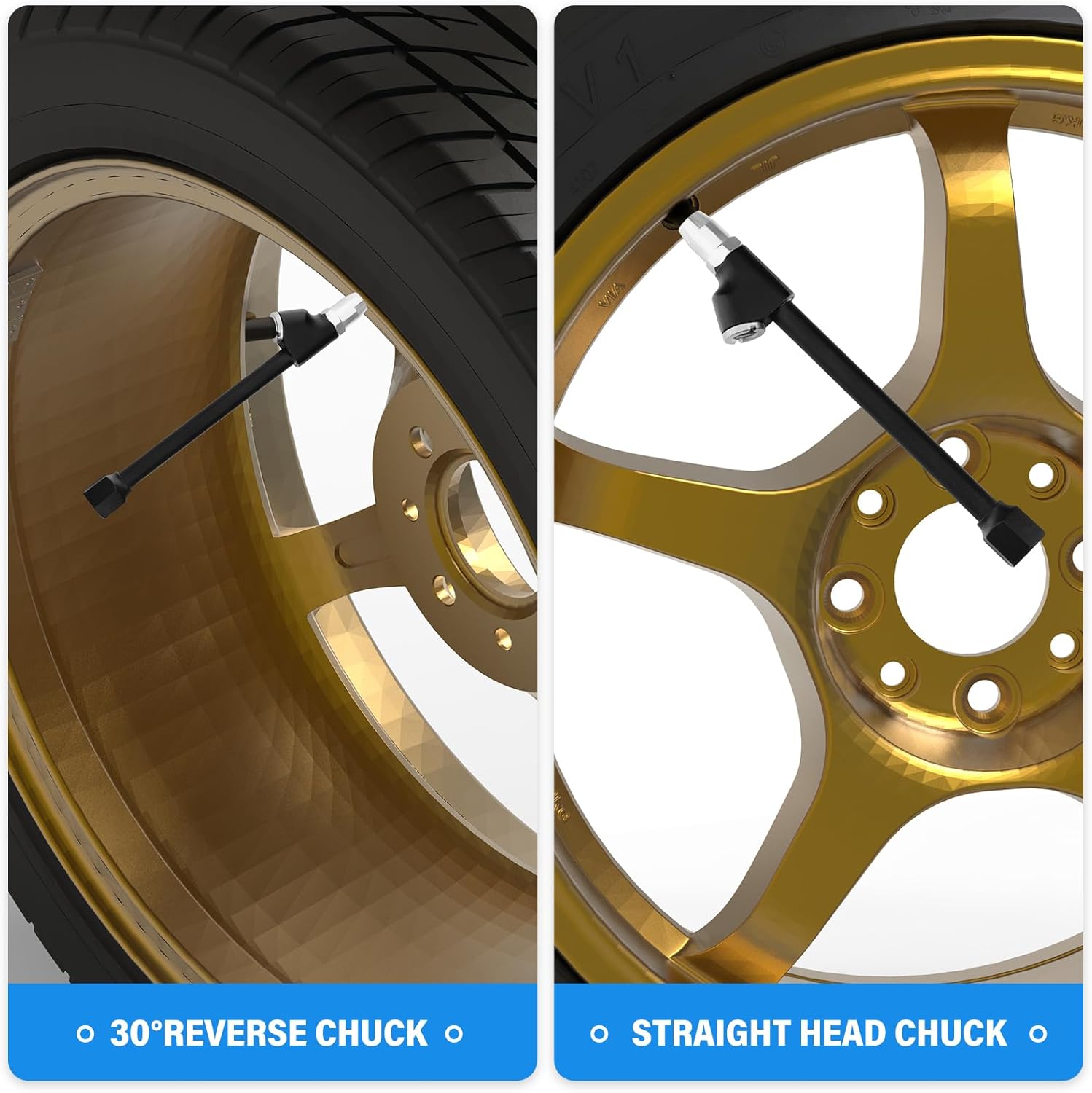 MEANLIN MEASURE 10PCS 1/4" FNPT Dual Head Air Chuck Set, 2-Way Connection Brass Air Chuck, Tire Chuck with Quick Plug for Truck, Bicycle, Motorbike, Car Tires (Black)