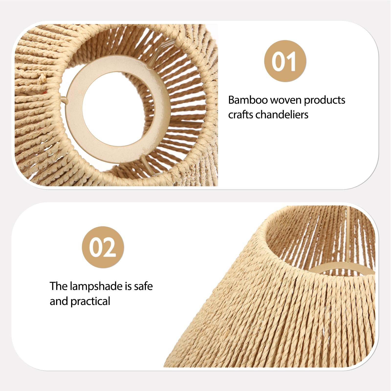 Mikikit Plafoniera I ntrecciata, Paralume Boho in Rattan Vimini Lampada Da Soffitto In Corda Di Paglia Naturale Con Paralume In Rattan Luce A Muro