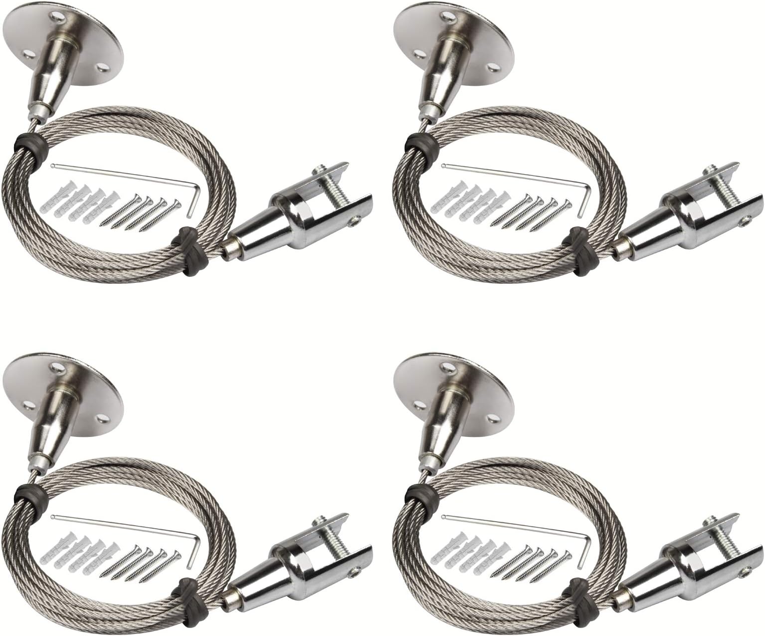 4Pcs 2mm x 6.5 ft Ceiling Sign Hanger Advertising Glass Arcylic Board Display Metal Clamp Picture LED Panel Light Hanging Suspension Cables Hangers Hardware Stainless Steel Wire,Supports 66 lb