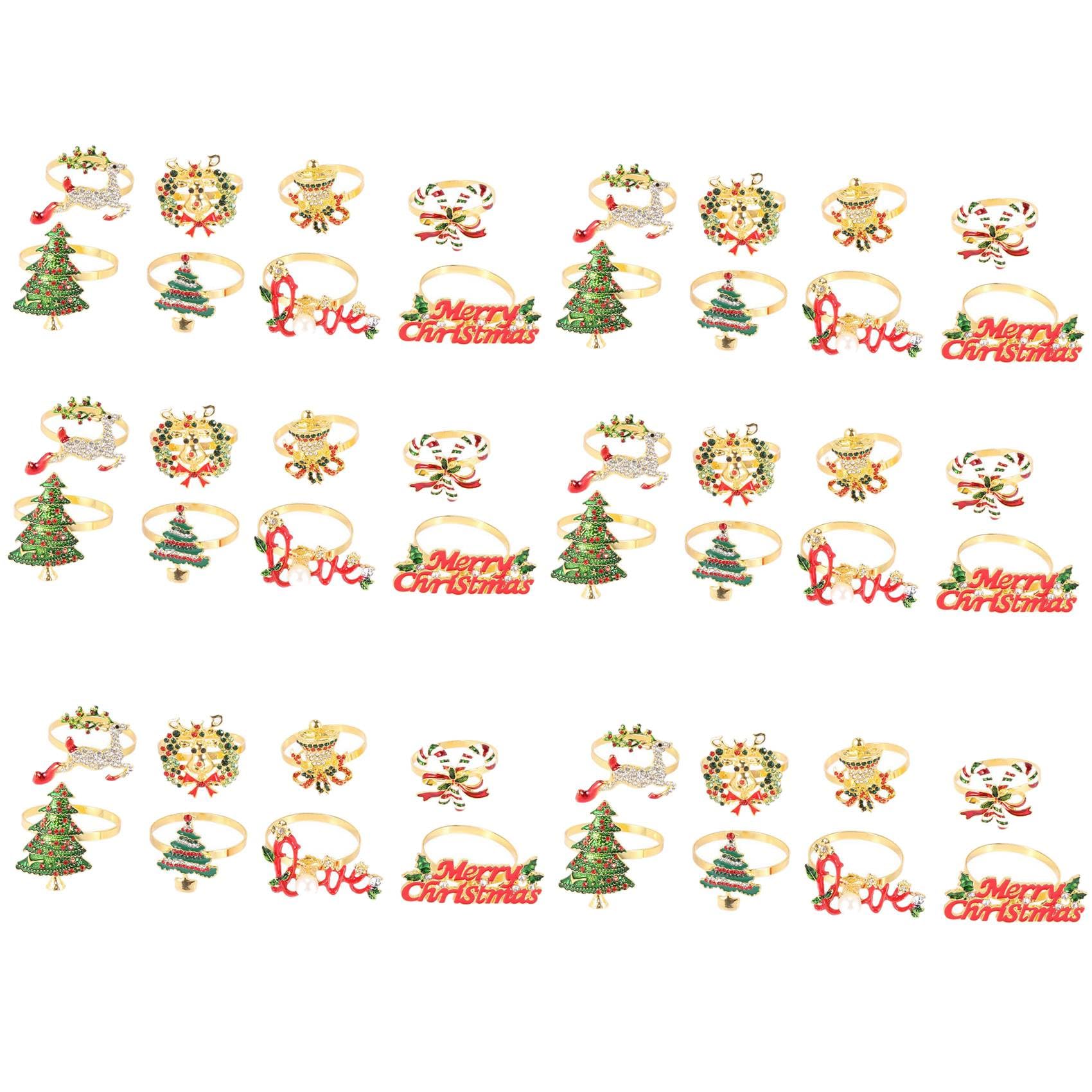 Hndhbfgrt Christmas Napkin Rings - Set of 48 Napkin Holder Rings for Holiday Christmas Table Decoration Napkin Buckle