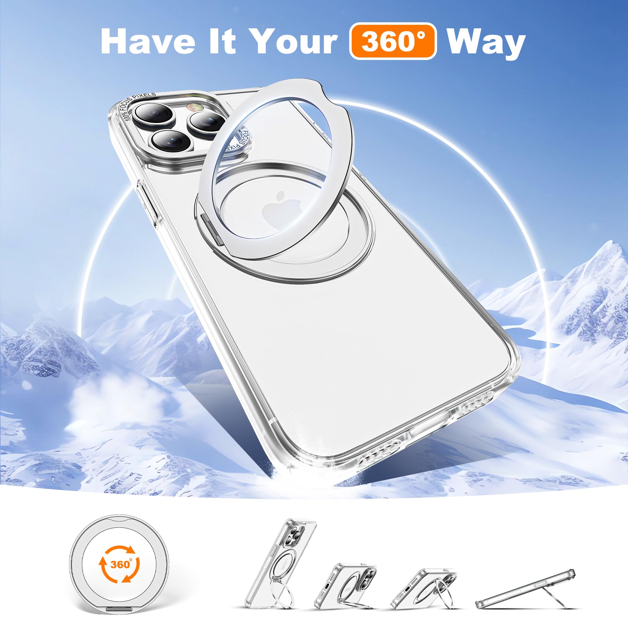Amazon.co.jp: Zalinbo iPhone 14 Pro Max用ケース、360°スピン磁気