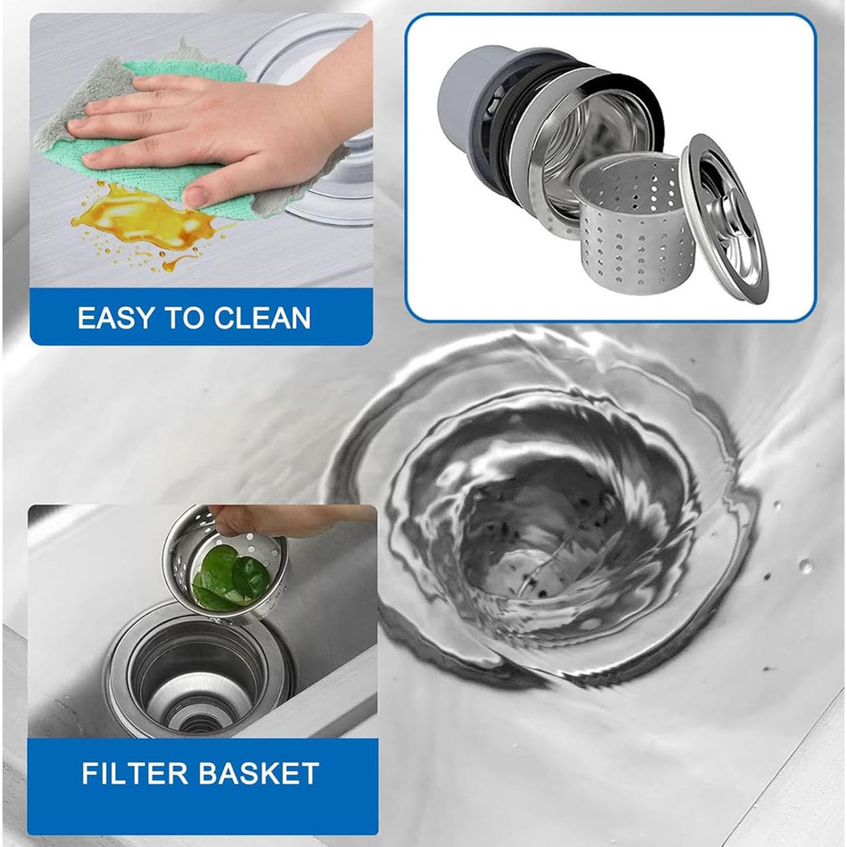 Évier sur pied en acier inoxydable - 1 bac avec robinet et accessoires de drainage - Évier commercial pour buanderie, ferme, évier intérieur et extérieur, facile à nettoyer