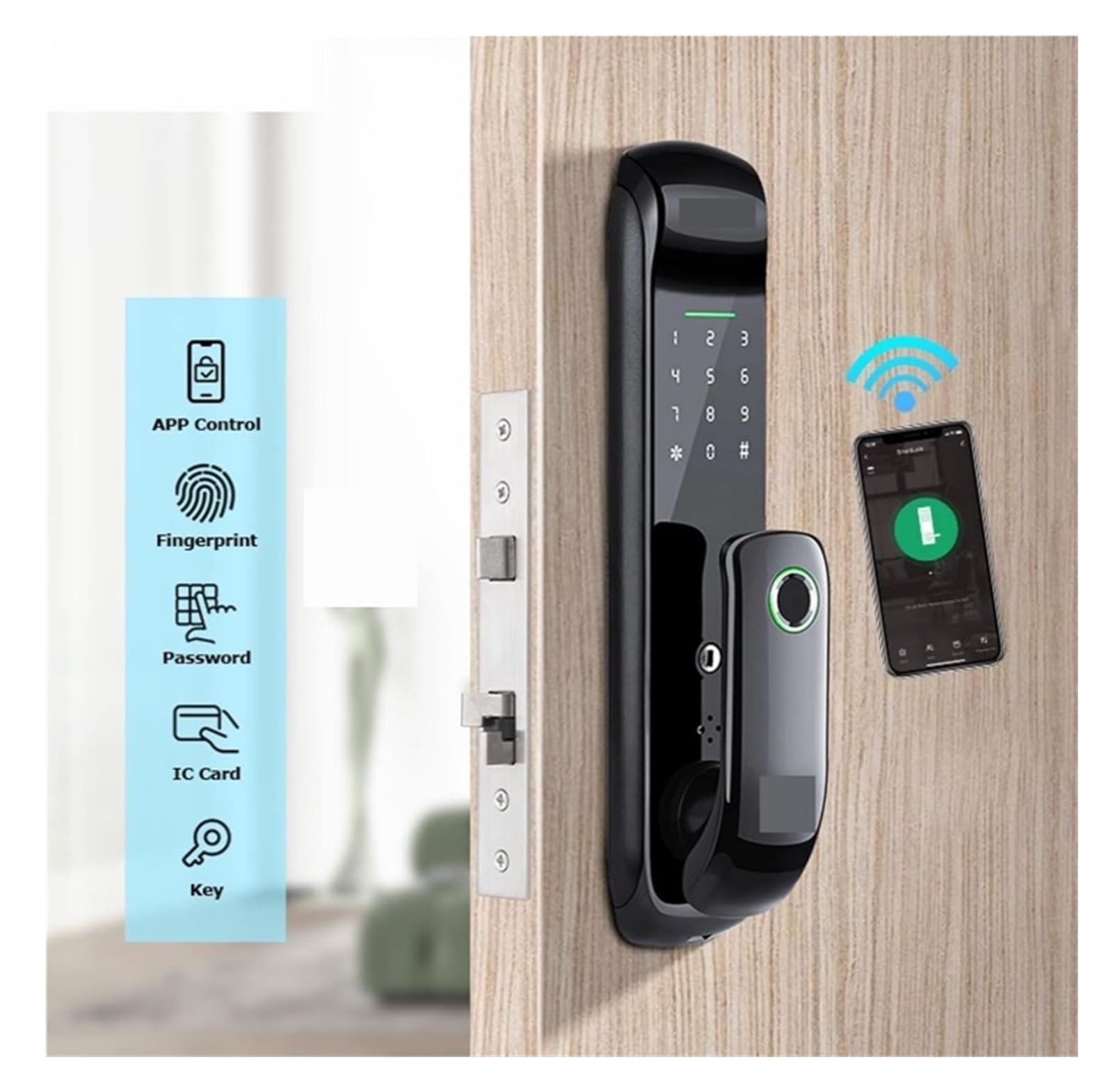 serratura porta Serratura digitale Smart Lock con impronta digitale elettronica con tastiera touch TTLock o controllo APP Tuya for la casa digitale(2 UK)