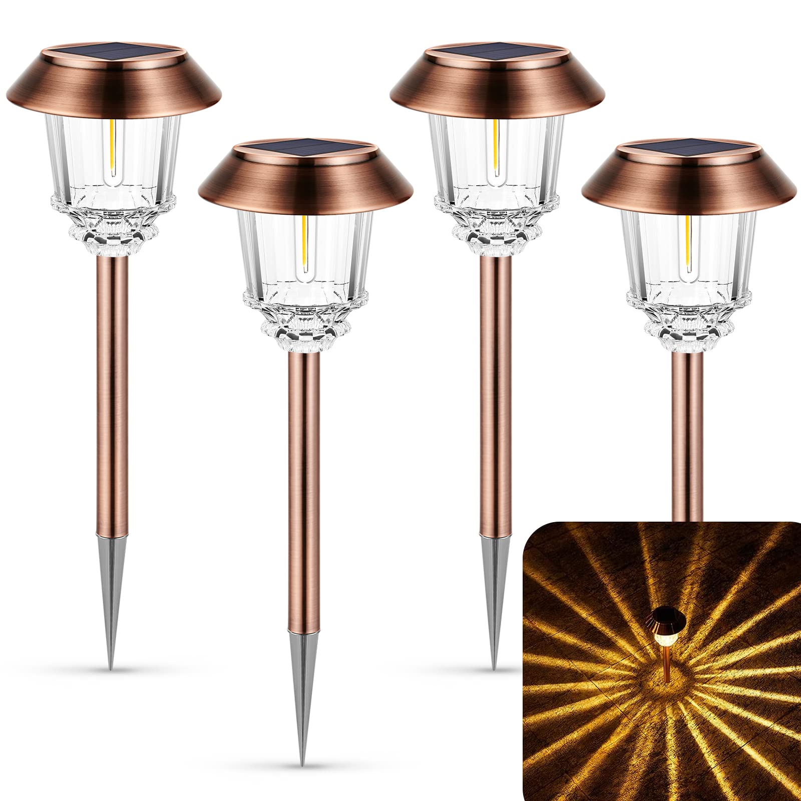 Buy XMCOSY+ Solar Lights Outside 4 Pack Solar Lights Outdoor