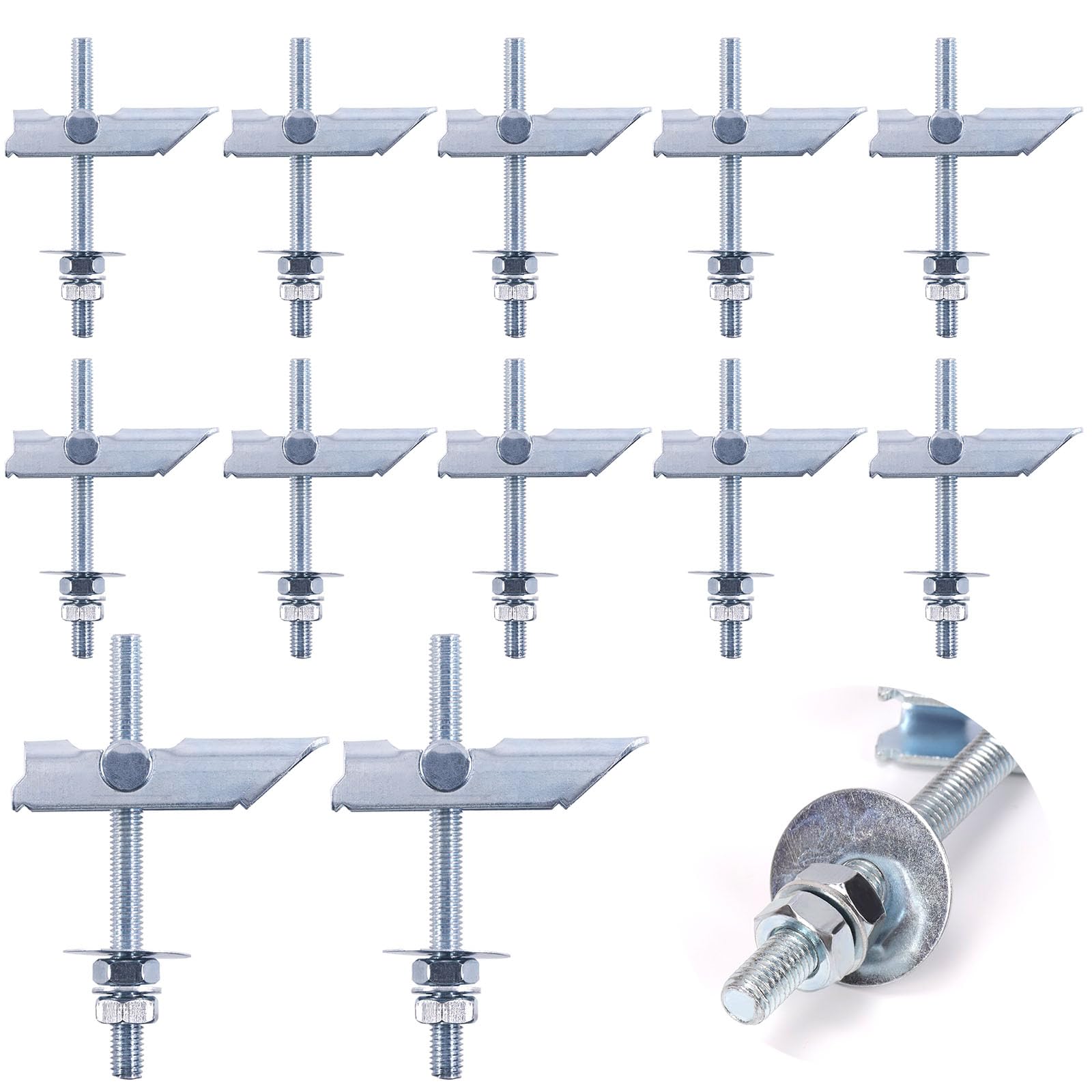 Swpeet 12Pcs Heavy Duty M8×100mm Plasterboard Fixings Toggle Bolts Drywall Anchors, Tiltable Plasterboard Wall Plug Kit