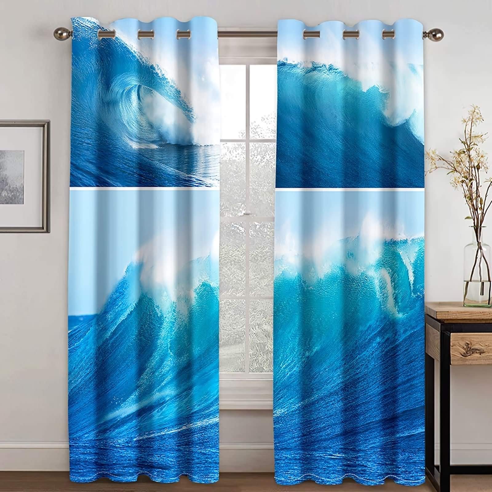 Rideaux occultants contre la lumière du jour KnSam vagues bleues pour grand sommeil