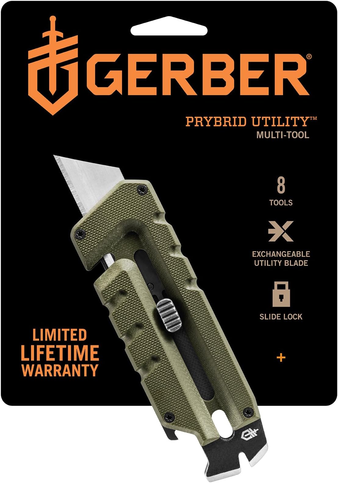 Gear Prybrid Utility Knife with Pry Bar - Multi-Tool Pocket Razor Knife with Retractable Knife Blade - EDC Knife - Green